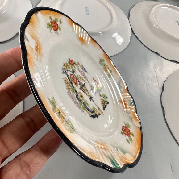 Lusterware Plates Japanese Garden German Bread Butter Dessert Plate Hand Painted - Picture 13 of 16